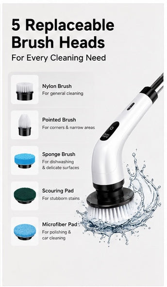 NEXORAX Premium Electric Spin Scrubber (7-in-1 Cordless)