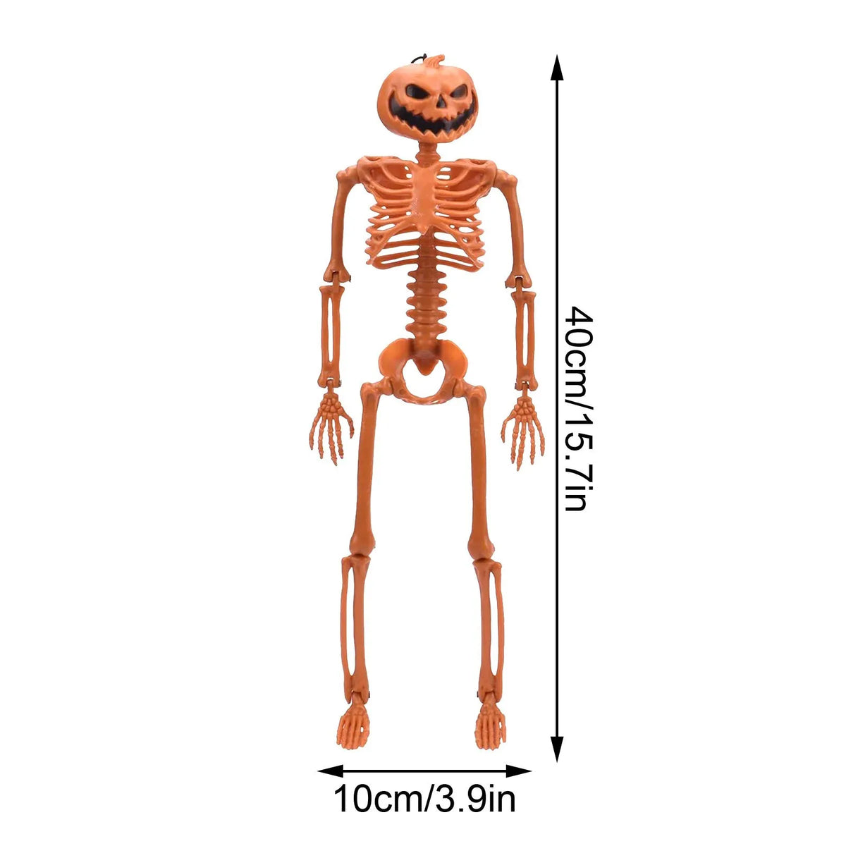 Halloween Poseable Human Skeleton 40cm – Movable Hanging Skeleton Prop, Haunted House Party Decoration