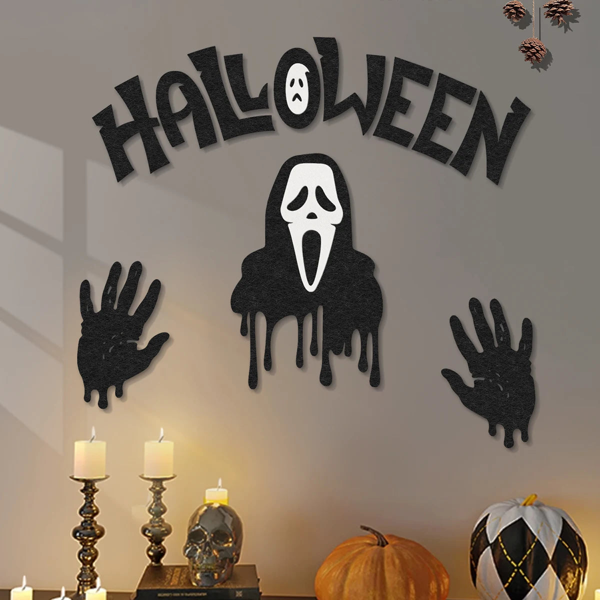 Halloween Non-Woven Wall Stickers Set Carnival Night Background Wall Party Decoration Atmosphere Props