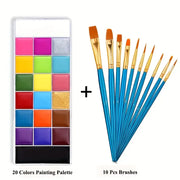 20-Color Face & Body Paint Palette – Water-Activated Halloween, SFX, Cosplay & Carnival Makeup Kit