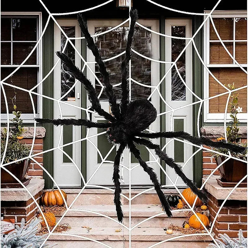 Giant Black Spider Halloween Decoration with Web – Indoor & Outdoor Haunted House Prop