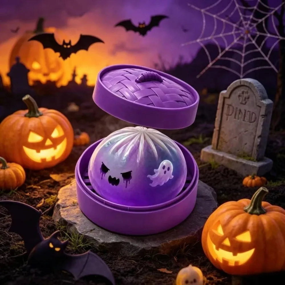 Glitter Halloween Ghost Dumpling Squishy – Soft Slow-Rising Stress Relief Toy