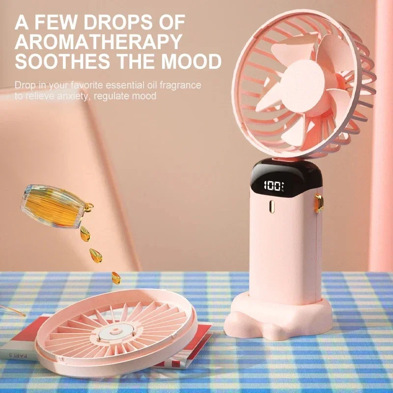 NEXORAX Portable Mini Fan – 5-Speed Rechargeable Handheld & Neck Fan