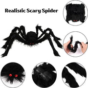 Giant Black Spider Halloween Decoration with Web – Indoor & Outdoor Haunted House Prop