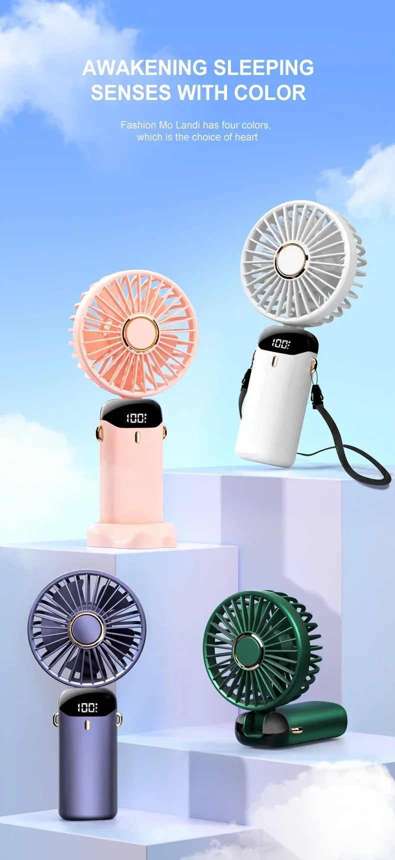 NEXORAX Portable Mini Fan – 5-Speed Rechargeable Handheld & Neck Fan