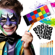 20-Color Face & Body Paint Palette – Water-Activated Halloween, SFX, Cosplay & Carnival Makeup Kit