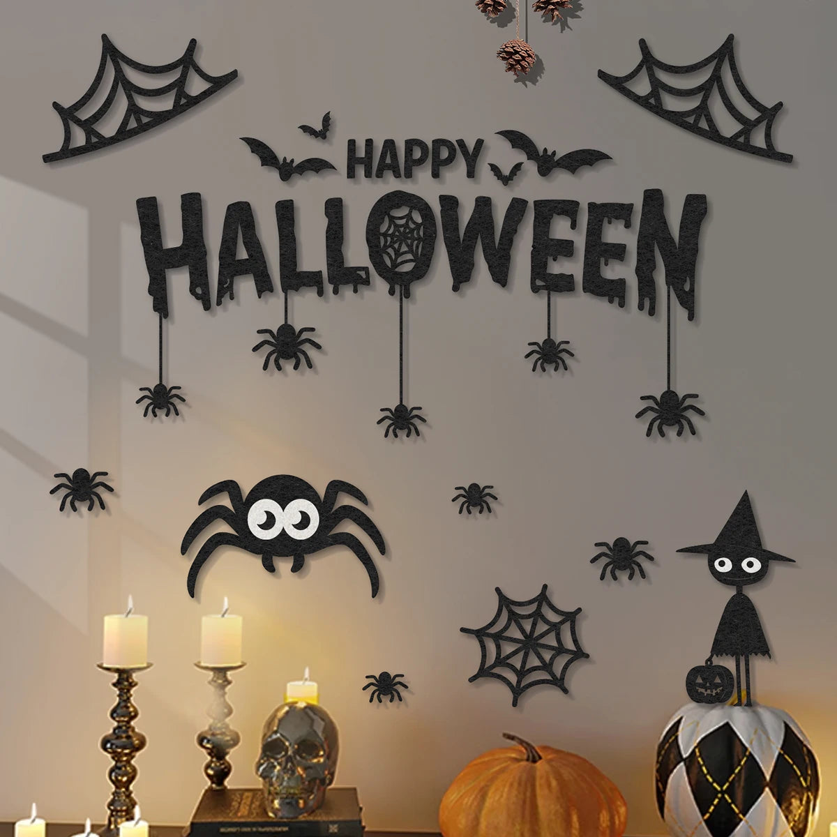 Halloween Non-Woven Wall Stickers Set Carnival Night Background Wall Party Decoration Atmosphere Props