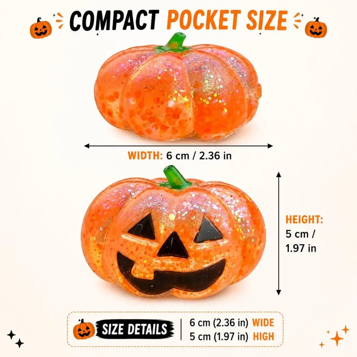 Halloween Pumpkin Maltose Stress Ball – Soft Slow-Rebound Squishy Toy, Cute Portable Sensory Toy & Holiday Gift