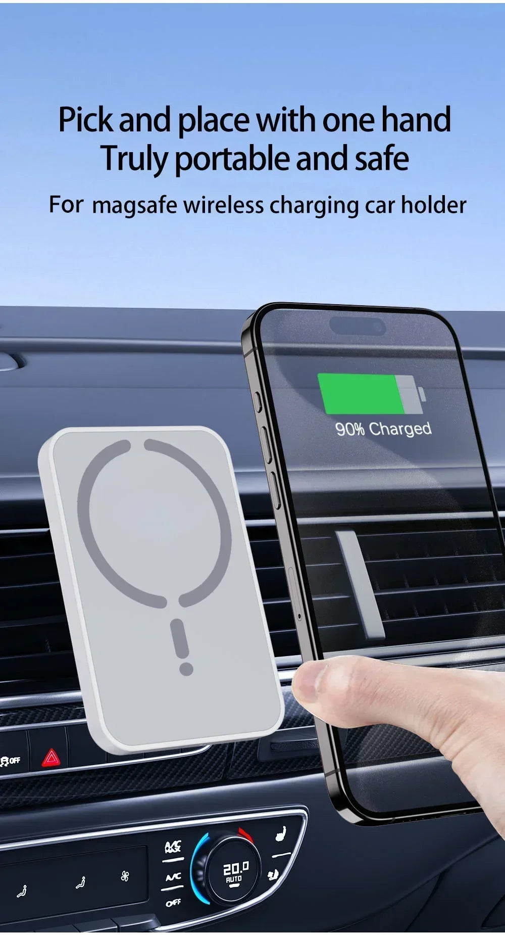 NEXORAX Magnetic Wireless Car Phone Holder – Strong Magnetic Air Vent Mount