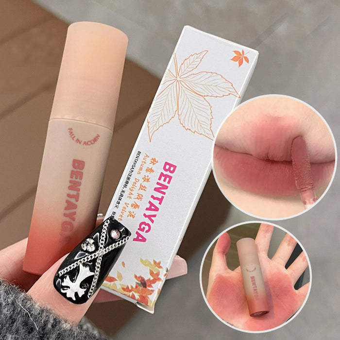 Reddish-Brown Lip Mud Tint – Waterproof Long-Lasting Velvet Lip Gloss, Autumn/Winter Korean Makeup