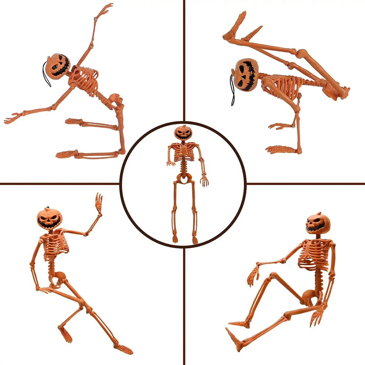 Halloween Poseable Human Skeleton 40cm – Movable Hanging Skeleton Prop, Haunted House Party Decoration