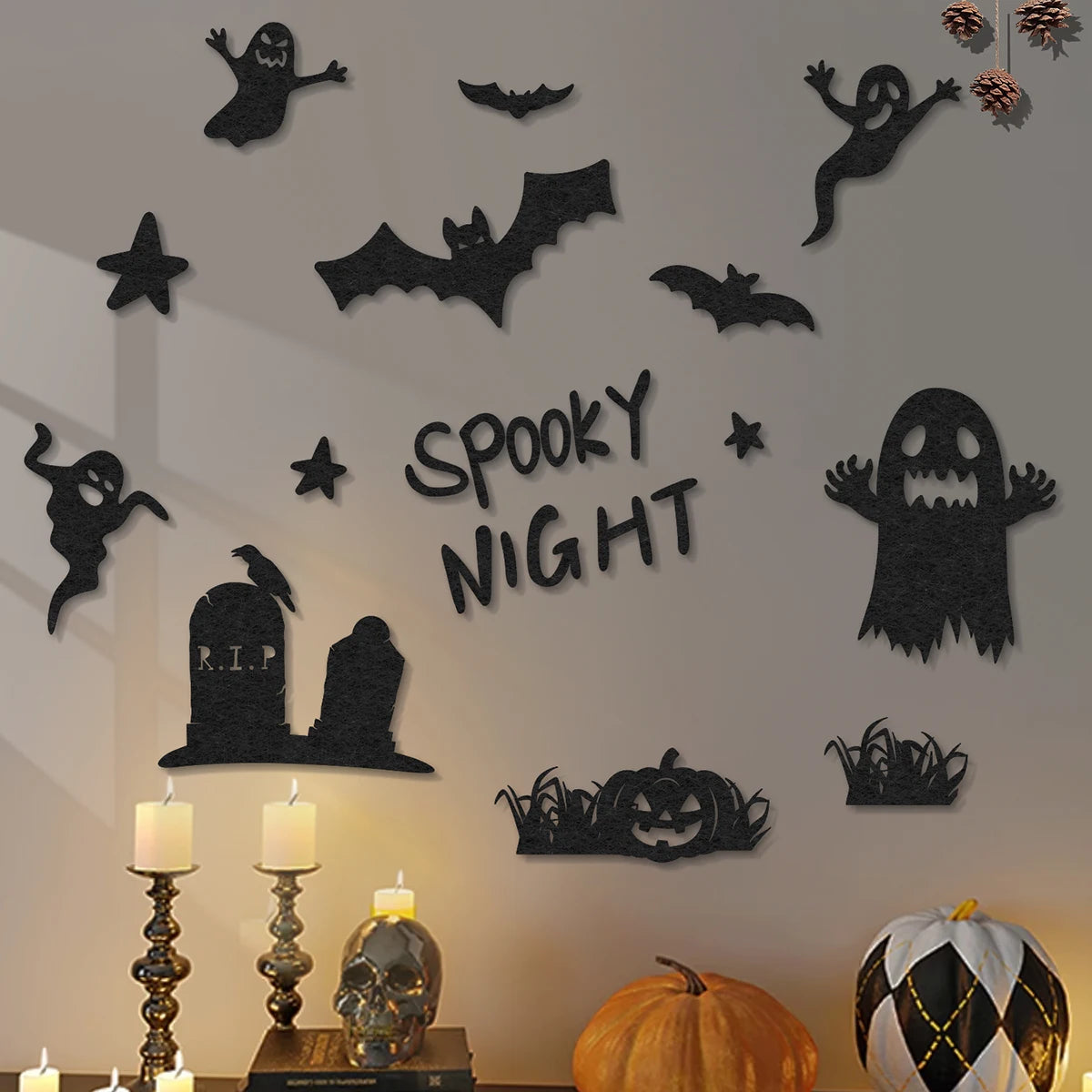 Halloween Non-Woven Wall Stickers Set Carnival Night Background Wall Party Decoration Atmosphere Props