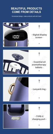 NEXORAX Portable Mini Fan – 5-Speed Rechargeable Handheld & Neck Fan