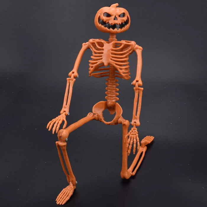 Halloween Poseable Human Skeleton 40cm – Movable Hanging Skeleton Prop, Haunted House Party Decoration