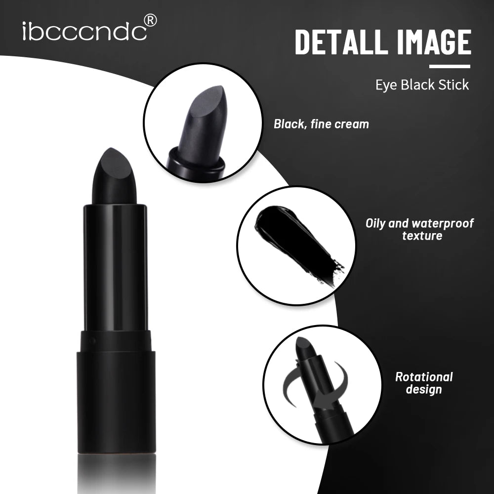Black Matte Lipstick and Face Body Paint Stick – Long-Lasting Waterproof Halloween, Cosplay and Joker Makeup